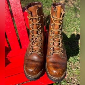Red Wing Shoes tan-brown Leather Lace-Up Work Boots